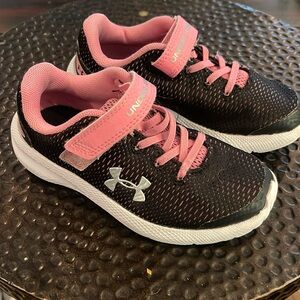 Black and Pink Under Armour shoes size 11 toddler girls